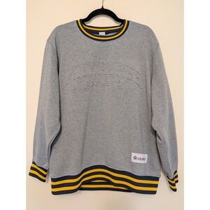 Milwaukee Brewers Mens XL Embossed Sweatshirt Grey Striped Trim Pullover Top